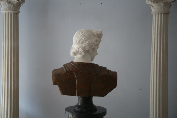 Important bust of Apollo in marble sculpted after the Apollo of Belvedere, Italy 20th century