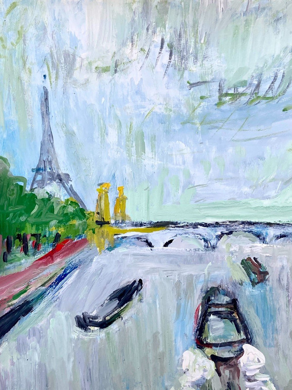 Mario Bonamici (1912-2002), Painting View Of Paris The Seine Pont Alexandre III 1970