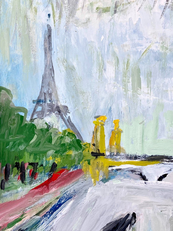 Mario Bonamici (1912-2002), Painting View Of Paris The Seine Pont Alexandre III 1970