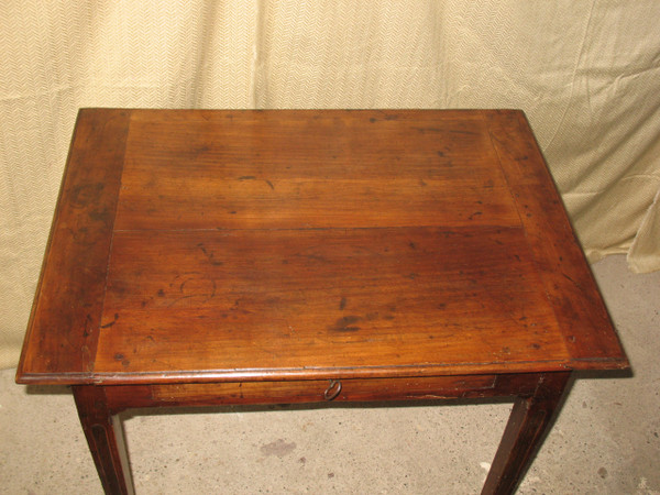 Small Louis XVI desk writing table in solid cherry wood with 1 drawer 18th century