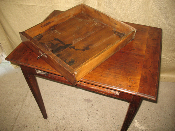 Small Louis XVI desk writing table in solid cherry wood with 1 drawer 18th century