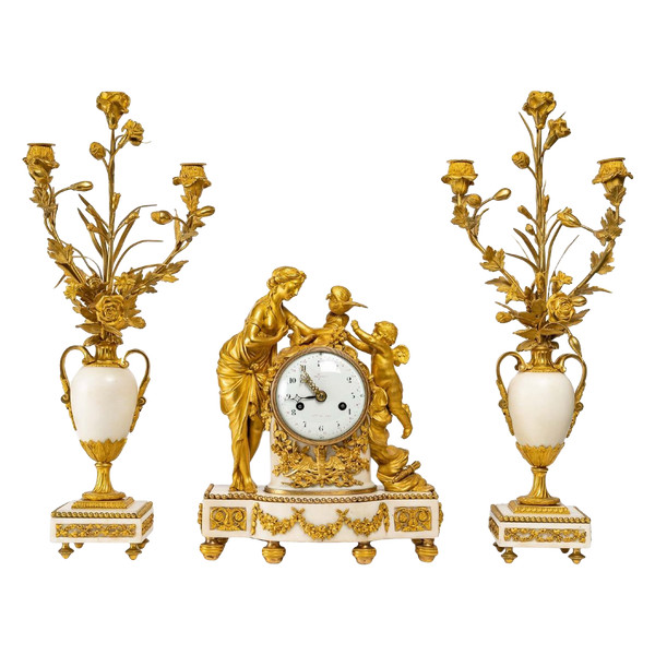 Fireplace Trim In Gilt Bronze And White Marble Eighteenth Century
