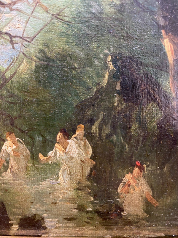 Scuola francese del XIX secolo - Bagnanti nel sottobosco