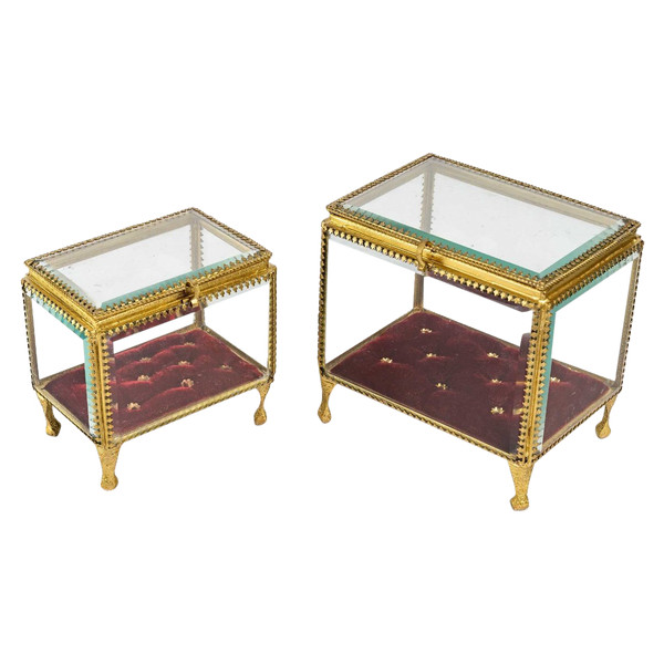 Two Glass And Brass Jewelry Boxes 20th Century