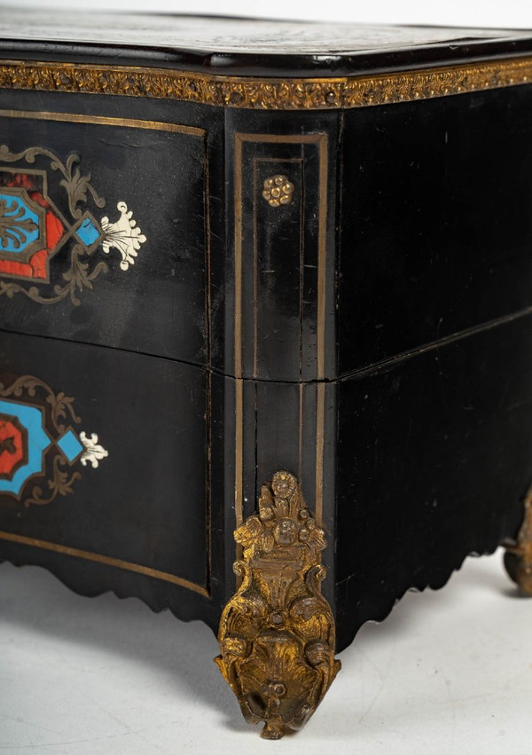 Scatola Di Bottiglie Di Profumo In Ebano E Boulle Intarsio
