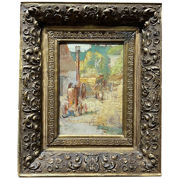 Französische Impressionistenschule – Feldarbeit, ca. 1890 – Monogramm zur Identifizierung