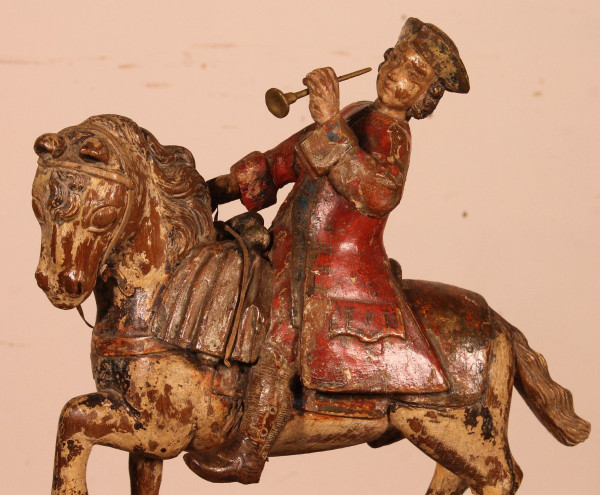 Cavaliere In Legno Intagliato - 18° Secolo