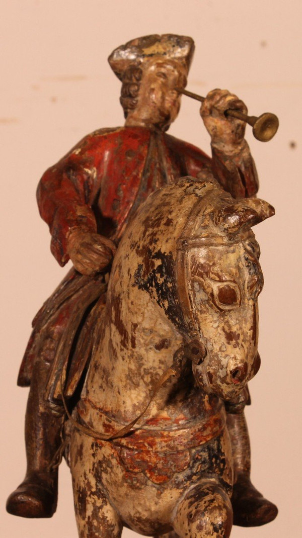 Cavaliere In Legno Intagliato - 18° Secolo