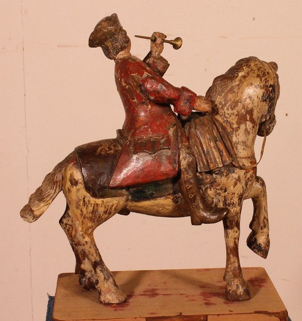 Cavaliere In Legno Intagliato - 18° Secolo