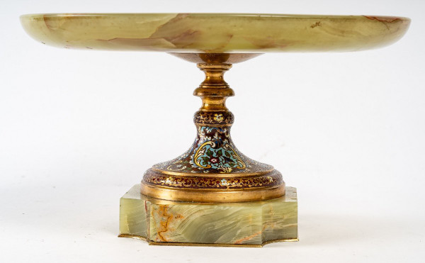 Une Coupe En Onyx Vert Et Bronze Cloisonnée Fin XIXème Siècle