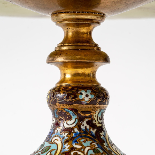 Une Coupe En Onyx Vert Et Bronze Cloisonnée Fin XIXème Siècle
