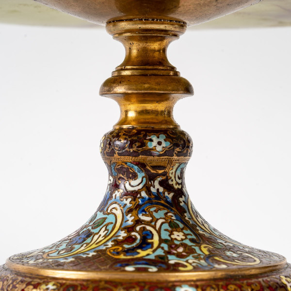 Une Coupe En Onyx Vert Et Bronze Cloisonnée Fin XIXème Siècle
