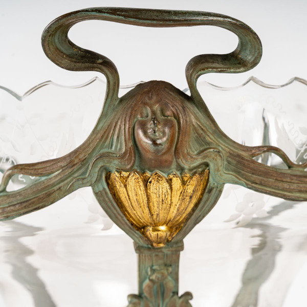 Art Nouveau glass and metal bowl from the Art Nouveau period