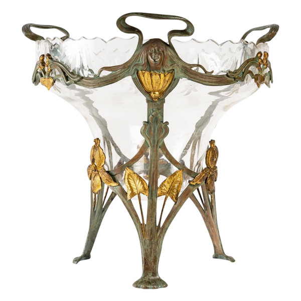 Art Nouveau glass and metal bowl from the Art Nouveau period