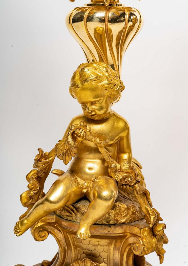 Henri Picard Important Gilded Bronze Mantel Trim Late 19th Century