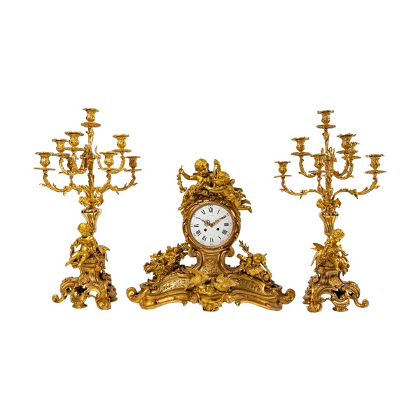 Henri Picard Important Gilded Bronze Mantel Trim Late 19th Century