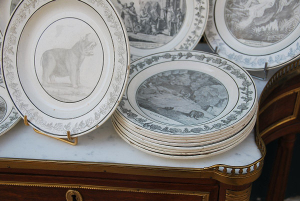 Set Of 14 Creil And Motereau Plates 19th century