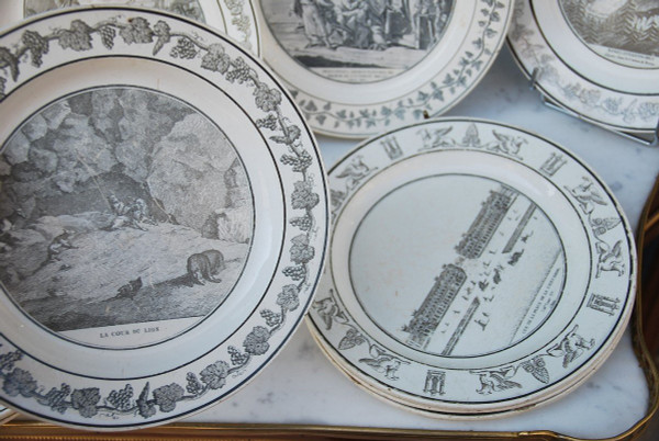 Set Of 14 Creil And Motereau Plates 19th century