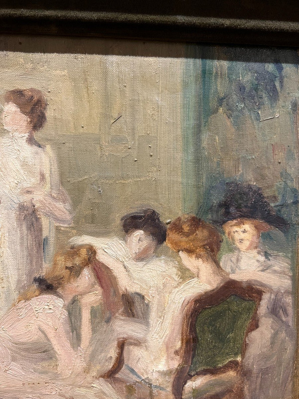 French Or English School - Elegantes Au Salon, Circa 1900 - 1910 - J.A.W?