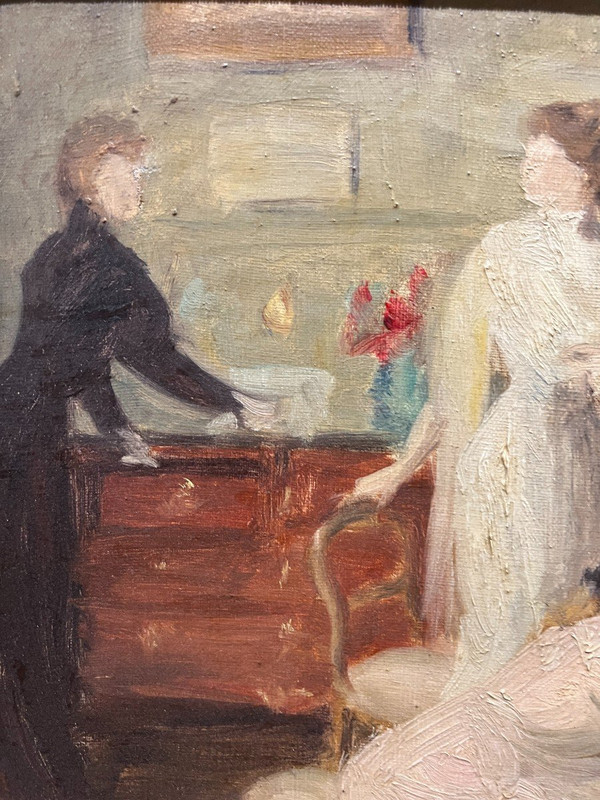 French Or English School - Elegantes Au Salon, Circa 1900 - 1910 - J.A.W?