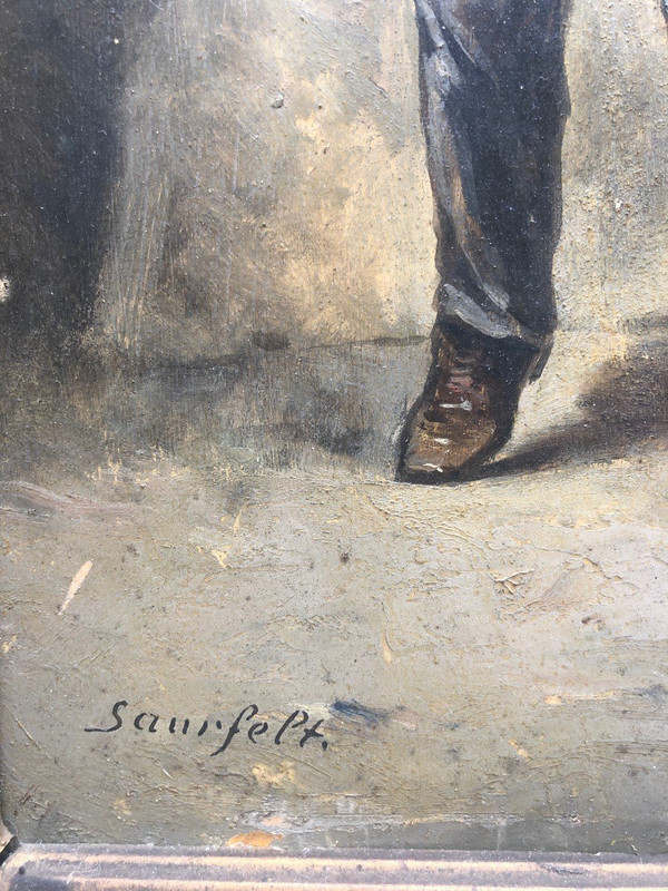 Léonard Saurfelt ( Circa 1840 - ? ) Le Vendeur De Journaux, Vers 1870