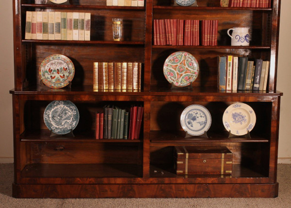 Large Open Mahogany Bookcase From the 19th Century