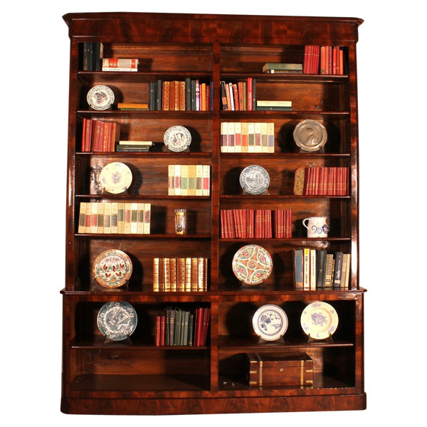 Large Open Mahogany Bookcase From the 19th Century