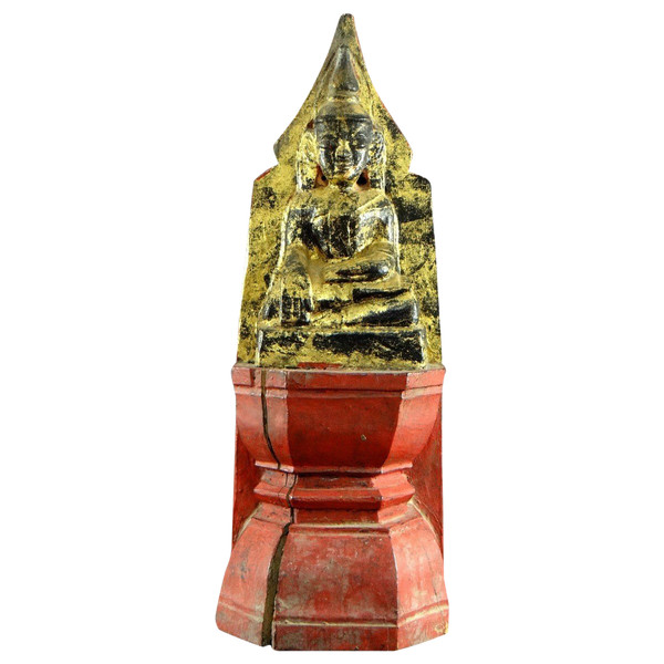 Thailandia, Cultura Tai Lu, Inizio XX Secolo, Scultura Buddha in legno laccato.