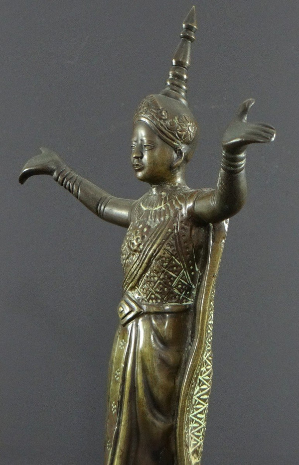 Thailand, Early 20th Century, Traditional Bronze Dancer Statue.