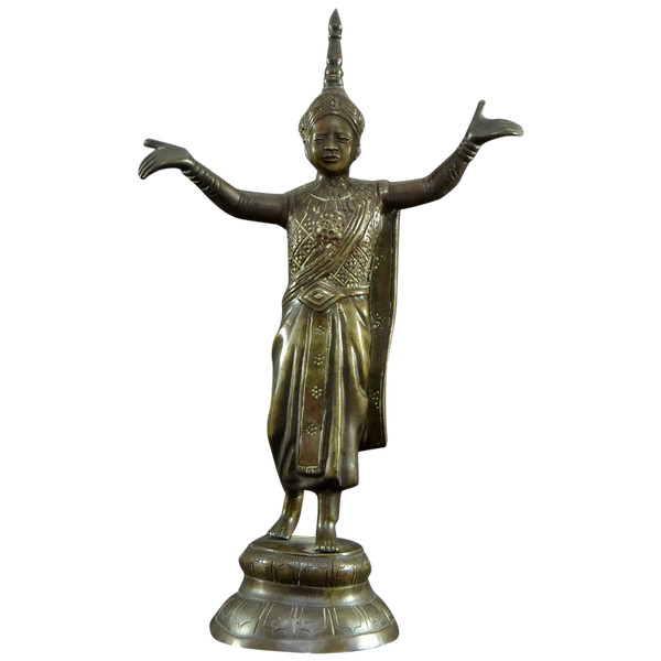Thailand, Early 20th Century, Traditional Bronze Dancer Statue.