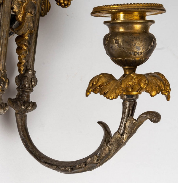 Paar Spiegelapplikationen Aus Vergoldeter Bronze Ende 19.