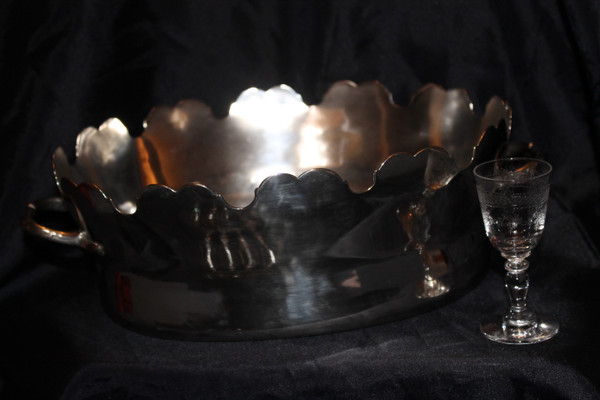 Rafraichissoir Verrière aus versilbertem Metall und 10 gravierte Kristallgläser im Stil Louis XVI.