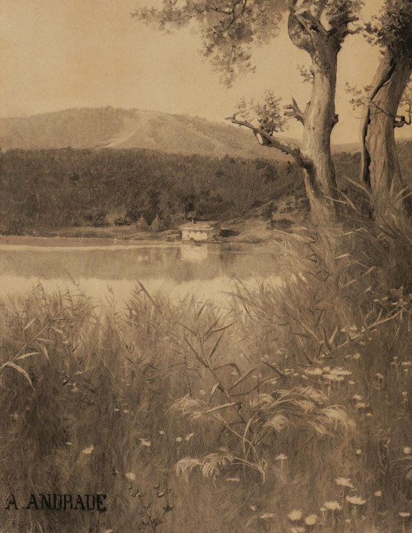 Alfredo d'ANDRADE, Paysage lacustre (grand format)