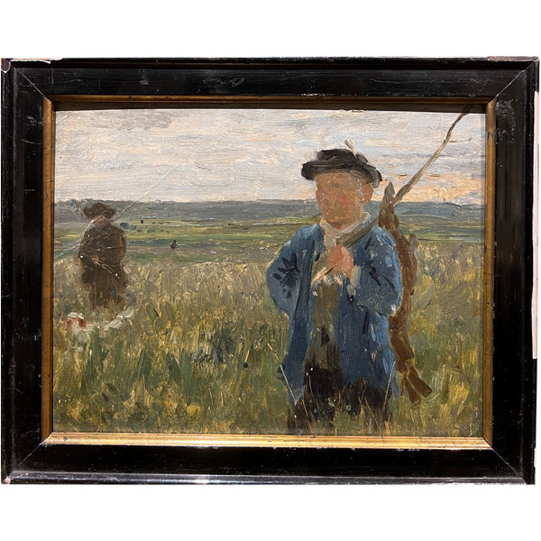 Alphonse GAUDEFROY (1845-1936) - Preparatory study for "Returning from the hunt" - 1889