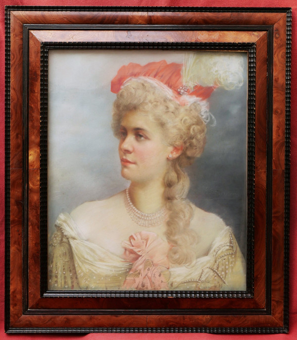 François BRUNERY, Portrait of a woman with a hat
