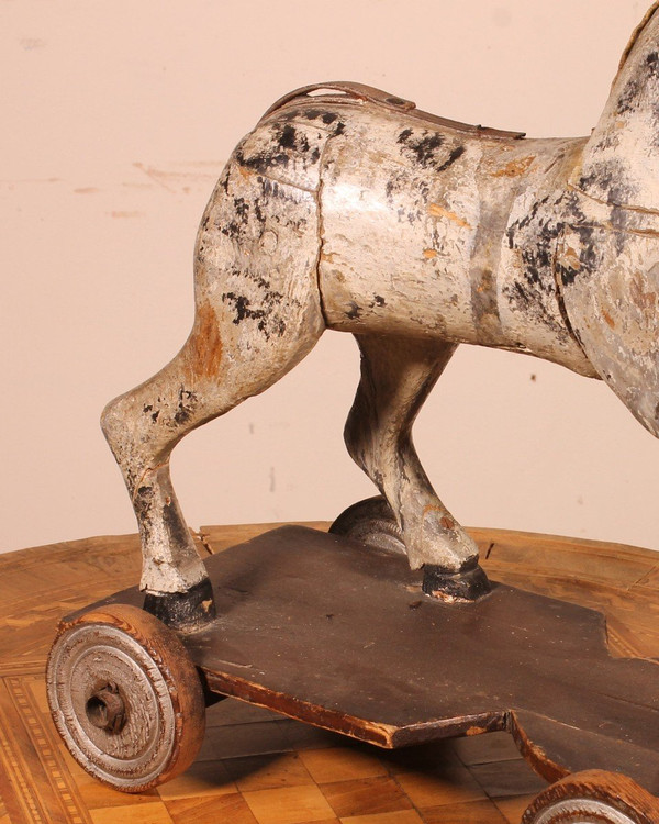 Cheval En Bois Polychrome Du 19° Siècle