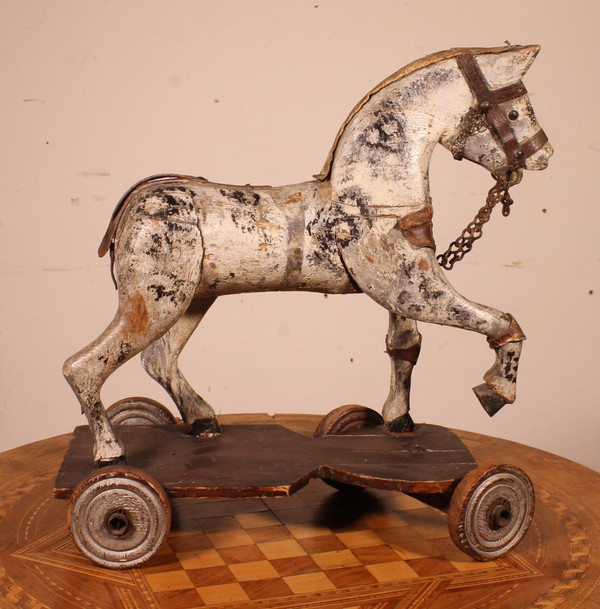 Cheval En Bois Polychrome Du 19° Siècle