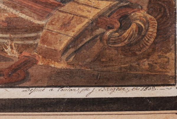 Jean-Jérôme BAUGEAN,  Vue animée du Port de Toulon