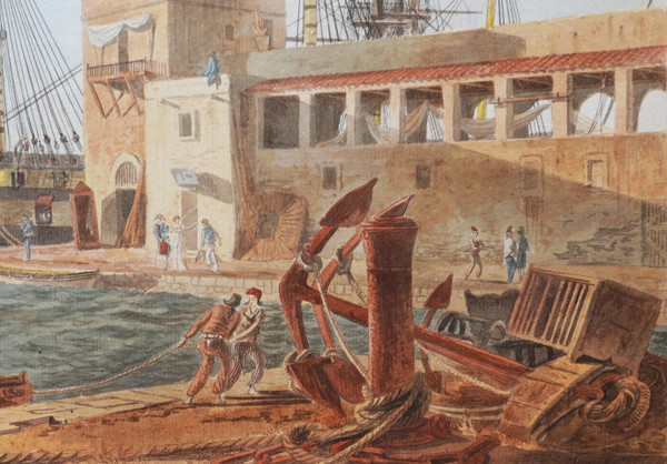 Jean-Jérôme BAUGEAN,  Vue animée du Port de Toulon