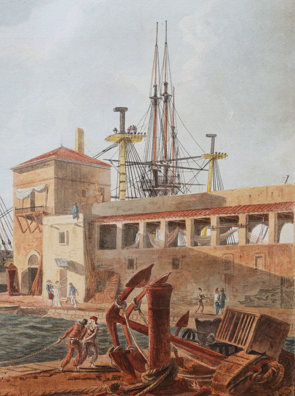 Jean-Jérôme BAUGEAN,  Vue animée du Port de Toulon
