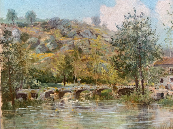 French School Oil On Canvas Landscape