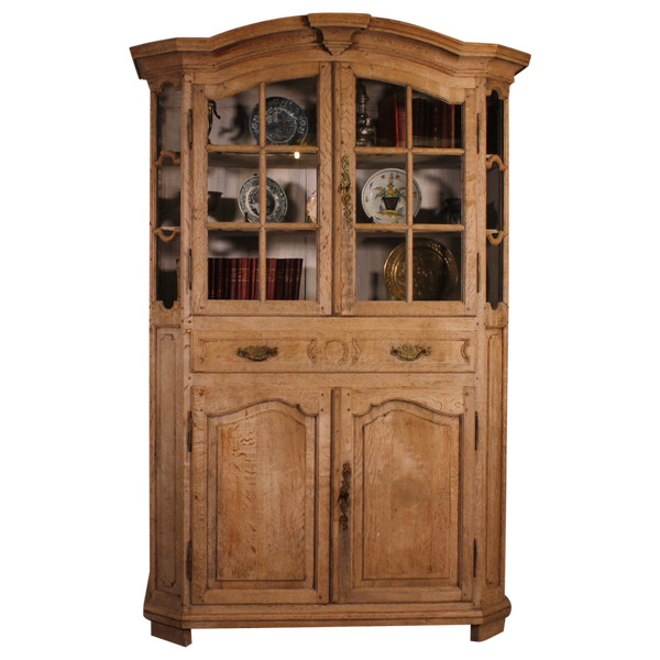 Louis XIV Natural Oak Display Case - 19th Century