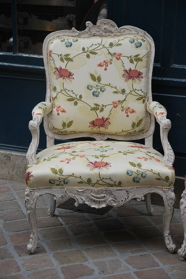 Paire D Importants Fauteuils à Dossier Plat XVIIIe siècle