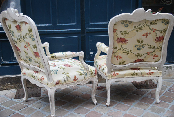 Paire D Importants Fauteuils à Dossier Plat XVIIIe siècle
