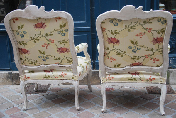 Paire D Importants Fauteuils à Dossier Plat XVIIIe siècle