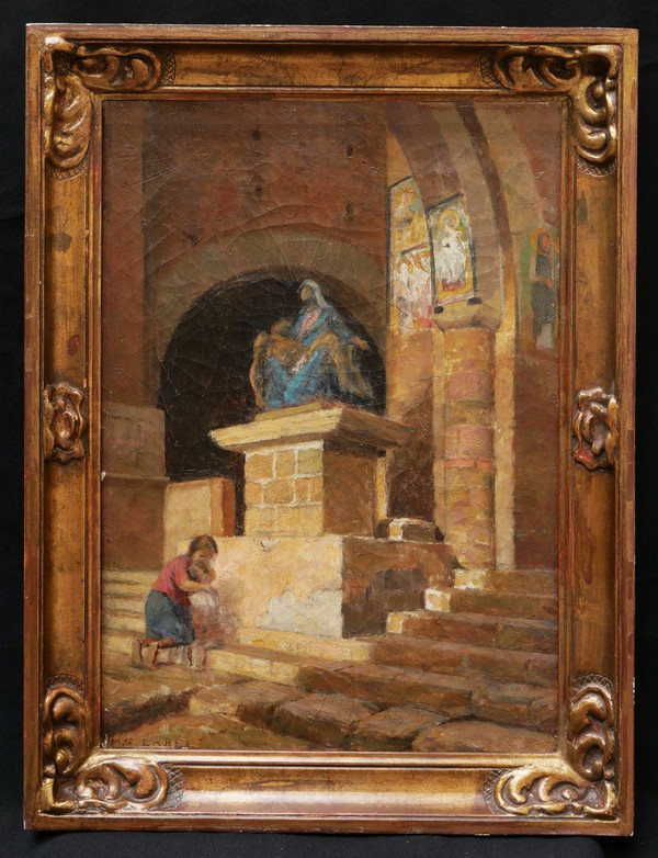 Marc Antoine Gustave LARÉE, Frau und ihr Kind in der Kirche San Pietro in Toscanella