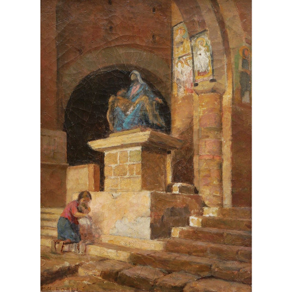 Marc Antoine Gustave LARÉE, Frau und ihr Kind in der Kirche San Pietro in Toscanella