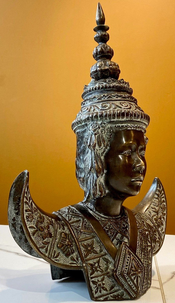 Thailand, First Third Of The 20th Century, Bronze Bust Of A Dancer.