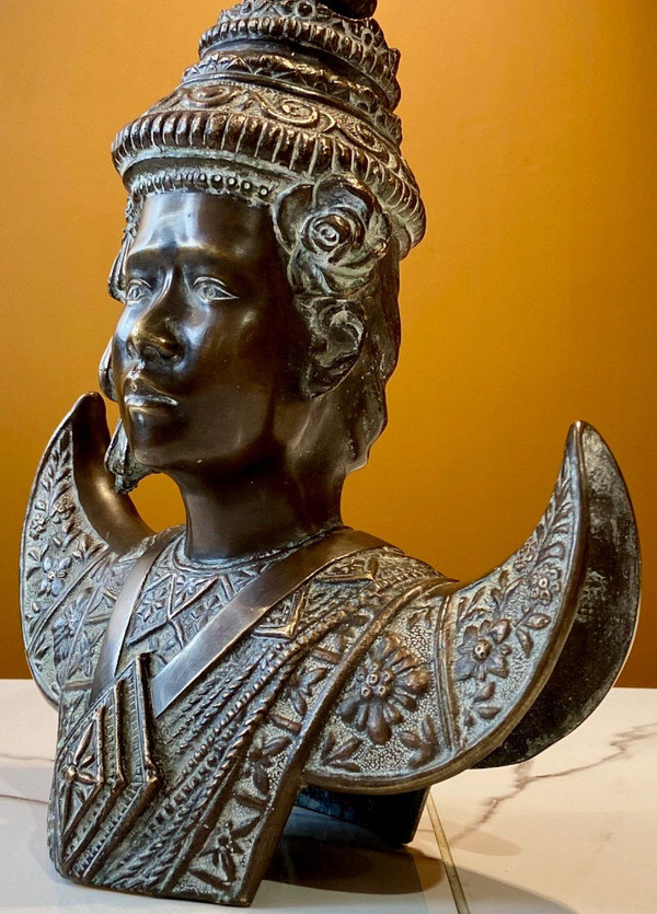 Thailand, First Third Of The 20th Century, Bronze Bust Of A Dancer.