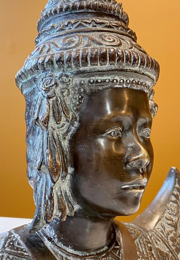 Thailand, First Third Of The 20th Century, Bronze Bust Of A Dancer.